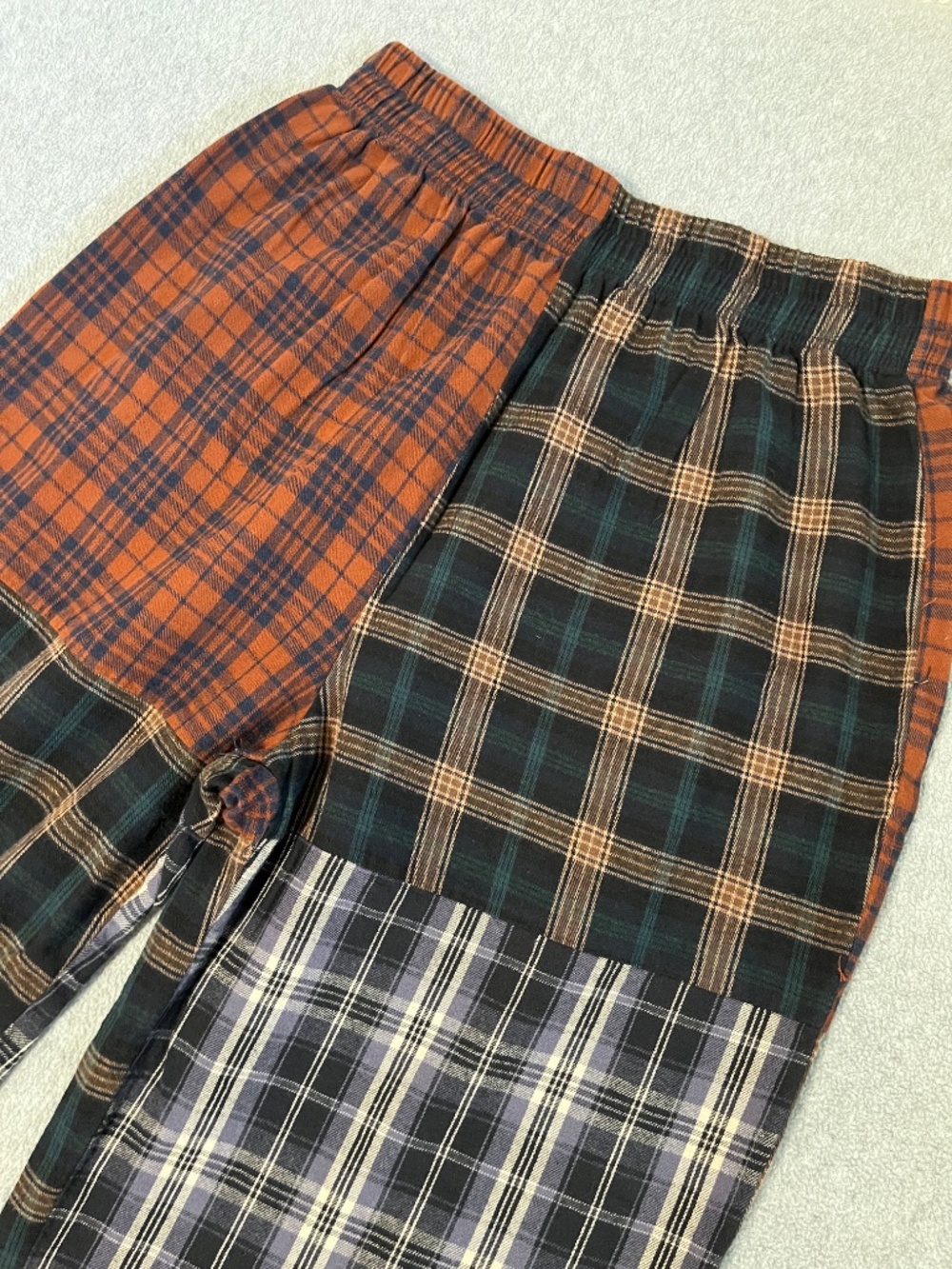 Boho Natural Life Patch Flannel Pants Womens Large Indie Wide Leg Lounge Grunge - Picture 2 of 8